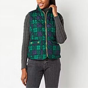 St. John’s Bay Quilted Plaid Vest | Sz. S | NWT